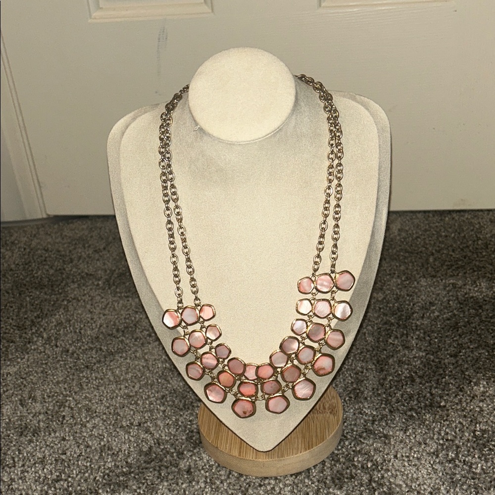 Elegant Pink and Gold Statement Necklace